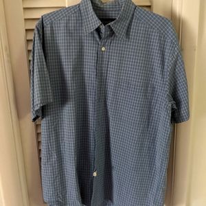 Eddie Bauer short sleeve button down, checked blue